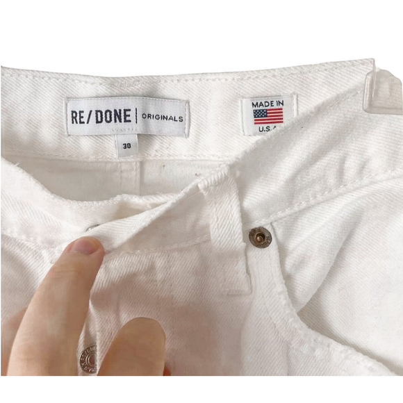 Re/Done Originals High Rise Straight Jeans in Off White with Grinding Size 30 - Picture 5 of 6